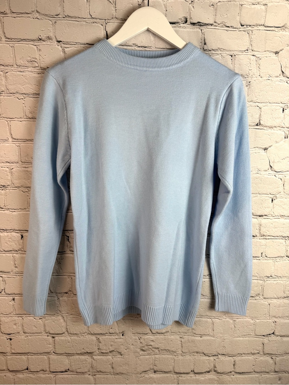 Vintage‎ Inspired Light Blue Crewneck Sweater Pastel Knit Preppy Classic